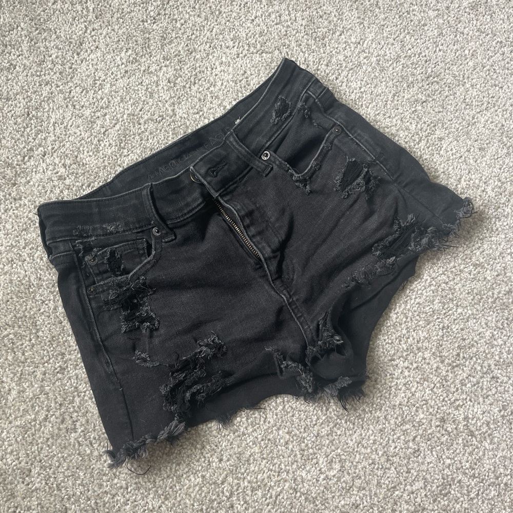 American Eagle Outfitters Black Ripped Jean Shorts